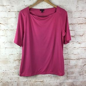 Talbots Pink Short Sleeve Square Neck Top Size Large NEW NWT